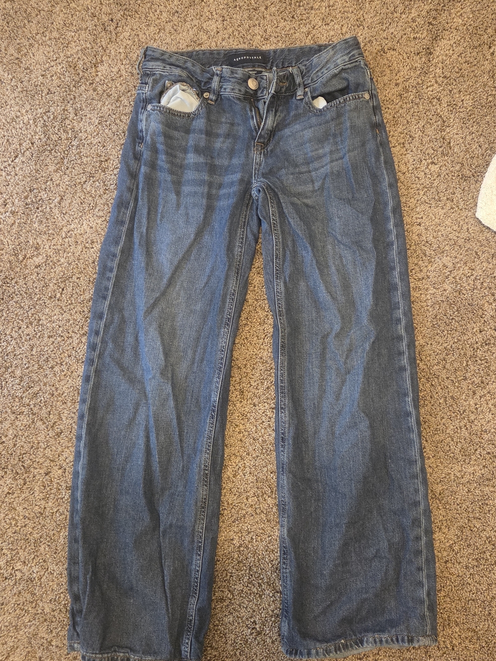 Aeropostale Women's Relaxed Straight-Leg Blue Denim Jeans